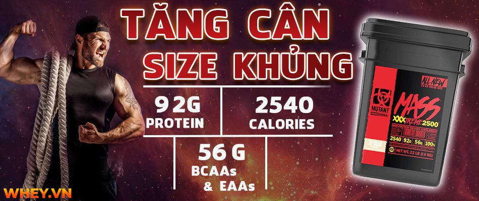 Mutant Mass XXXtreme 2500, sản phẩm tăng cân mạnh mẽ.