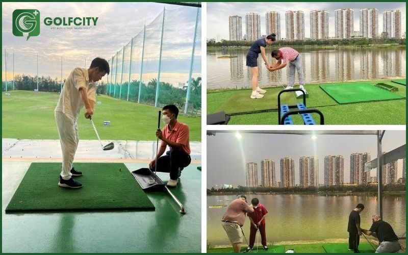 Hình ảnh golfer đang xem điểm trên phần mềm