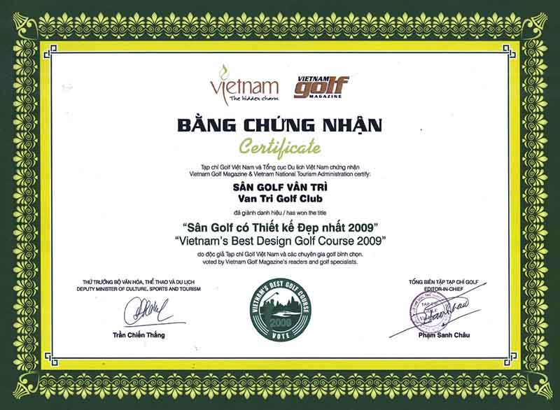 Chứng nhận sân golf có thiết kế đẹp nhất